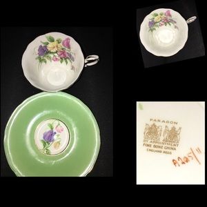 Paragon Mint Green Floral Teacup Set